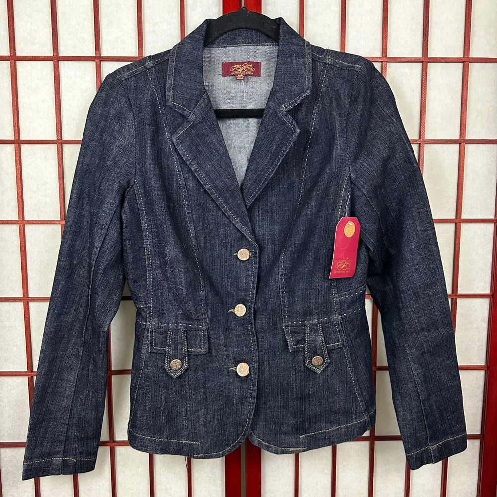 NWT One 5 One 151 Y2K Dark Blue Denim Office Siren Blazer - Picture 1 of 5